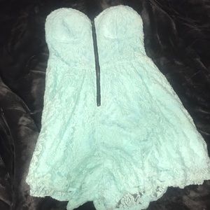 Strapless Blue Lace Romper